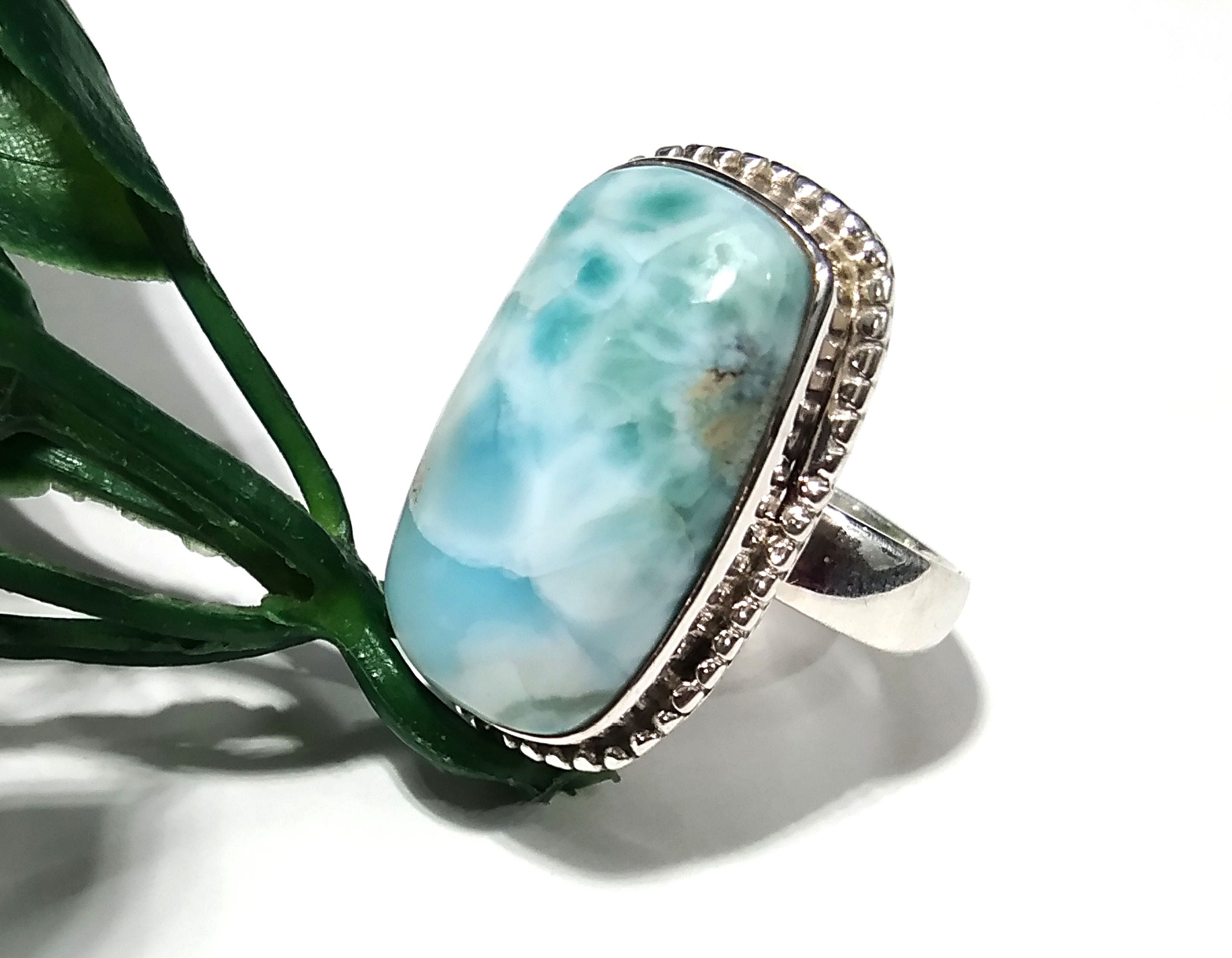 Larimar Gemstone Ring, Solid 925 Starling Silver Ring, Nice Design Good Making Gift Ring, Larimar Stone Ring, For Girls & Women